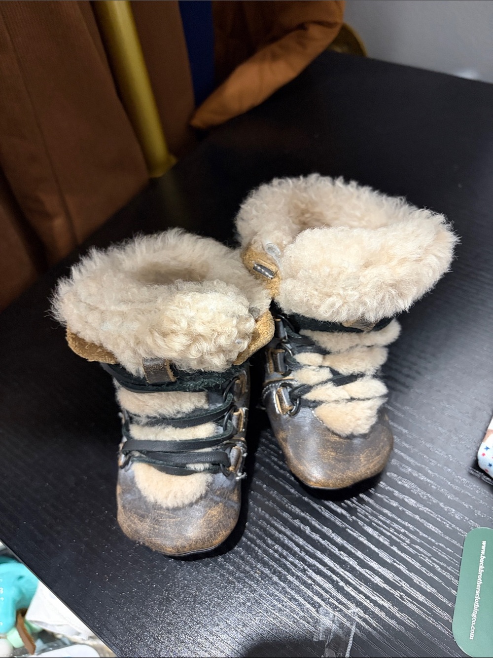 Free Bird Shearling Trim Brown Leather Winter Boots